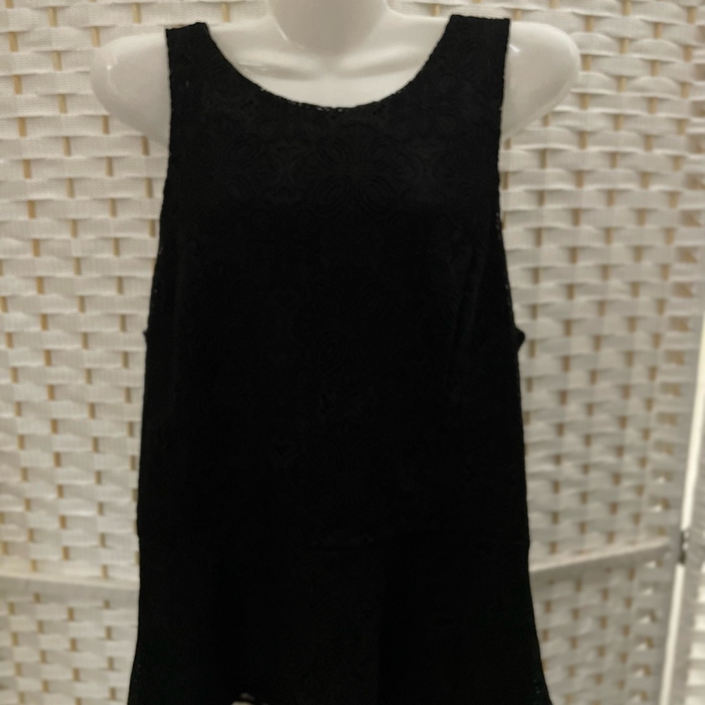 White House Black Market Black Camisole Blouse with Lace - Picture 6 of 6